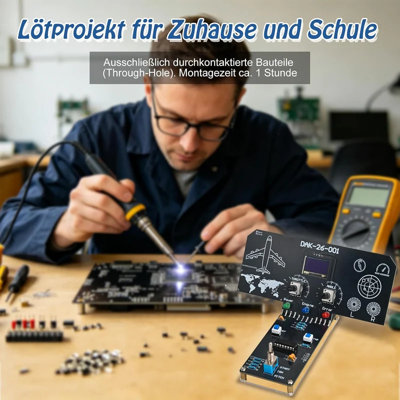 DIY Flugsimulator Lötbausatz mit LCD-Display, Soundeffekten & LED-Anzeigen, STEM Elektronikprojekt m