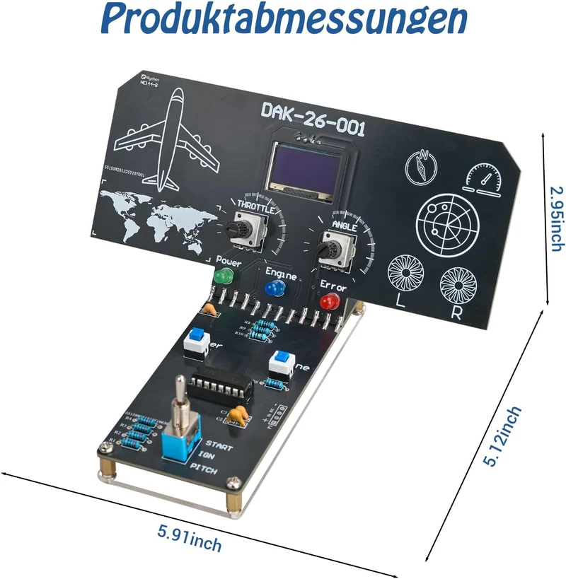 DIY Flugsimulator Lötbausatz mit LCD-Display, Soundeffekten & LED-Anzeigen, STEM Elektronikprojekt m