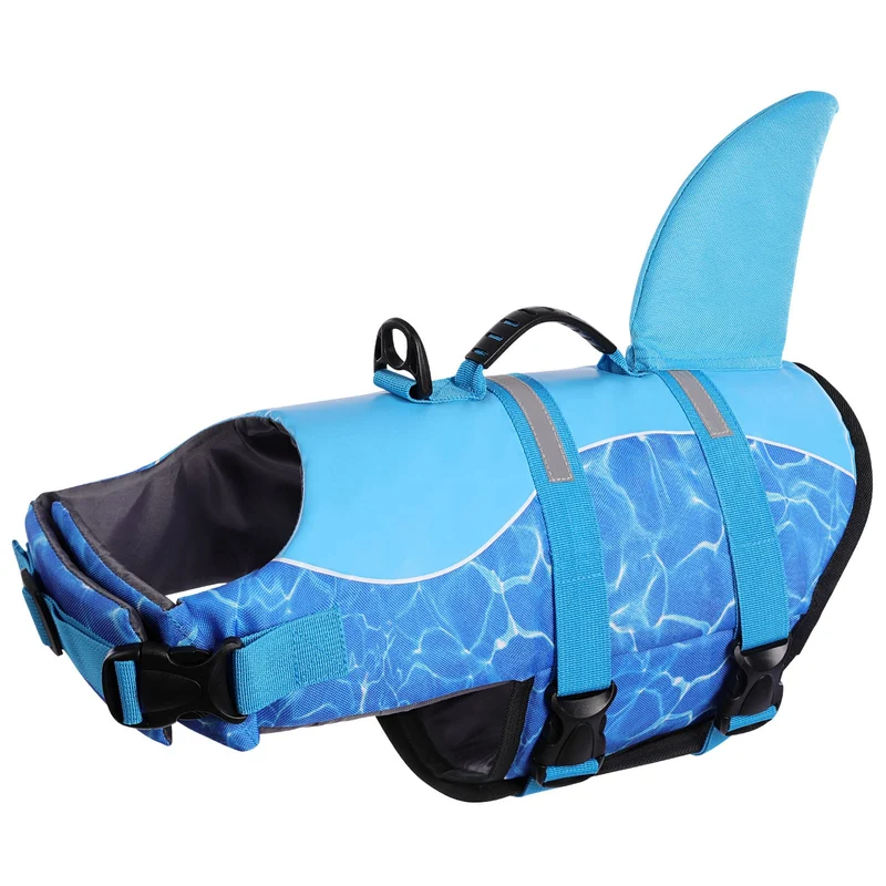 CITÉTOILE Schwimmweste Hund Hai, Hundeschwimmweste & Dog Life Jacket Verstellbar mit Griff und Refle