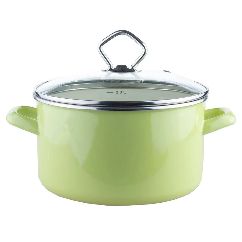 Krüger Fleischtopf Juist 20 cm, Emaille, Pastell-grün Grün 20 cm Fleischtopf, Grün 20 cm Fleischtopf