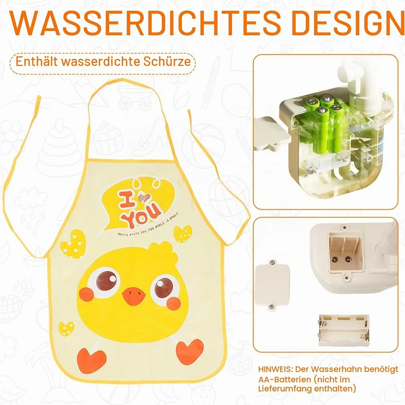Kinder Spülbecken mit Wasserhahn,Küchenspüle Spielzeug Set mit Wasserkreislauf, Spielküche Zubehör,R