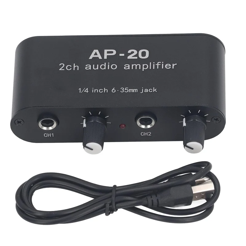 Tonvorverstärker, 0-20 DB 2CH 1/4 Zoll 6,5 Mm Tonverstärker DC 5-12 V für Mikrofone