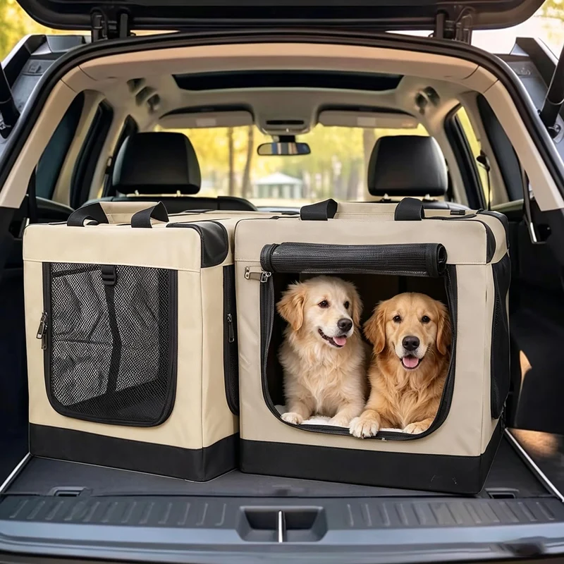 Hundebox Faltbar, Transportbox Katze Gross,Weicher Haustier-Transportkorb (82x59x59CM) zum Reisen,Hu