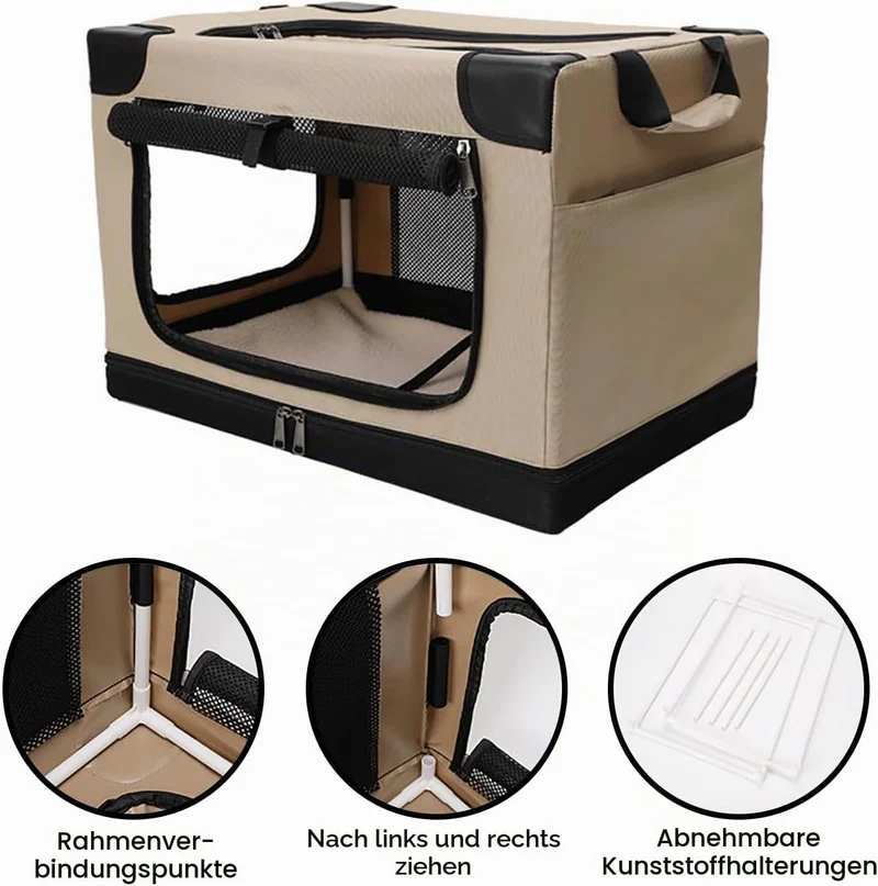 Hundebox Faltbar, Transportbox Katze Gross,Weicher Haustier-Transportkorb (82x59x59CM) zum Reisen,Hu