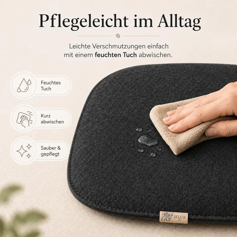 SILUK gemütliches Sitzkissen aus Filz 40cm x 40 cm - Komfortable Waschbare - 4er Set Grau I Schwarz
