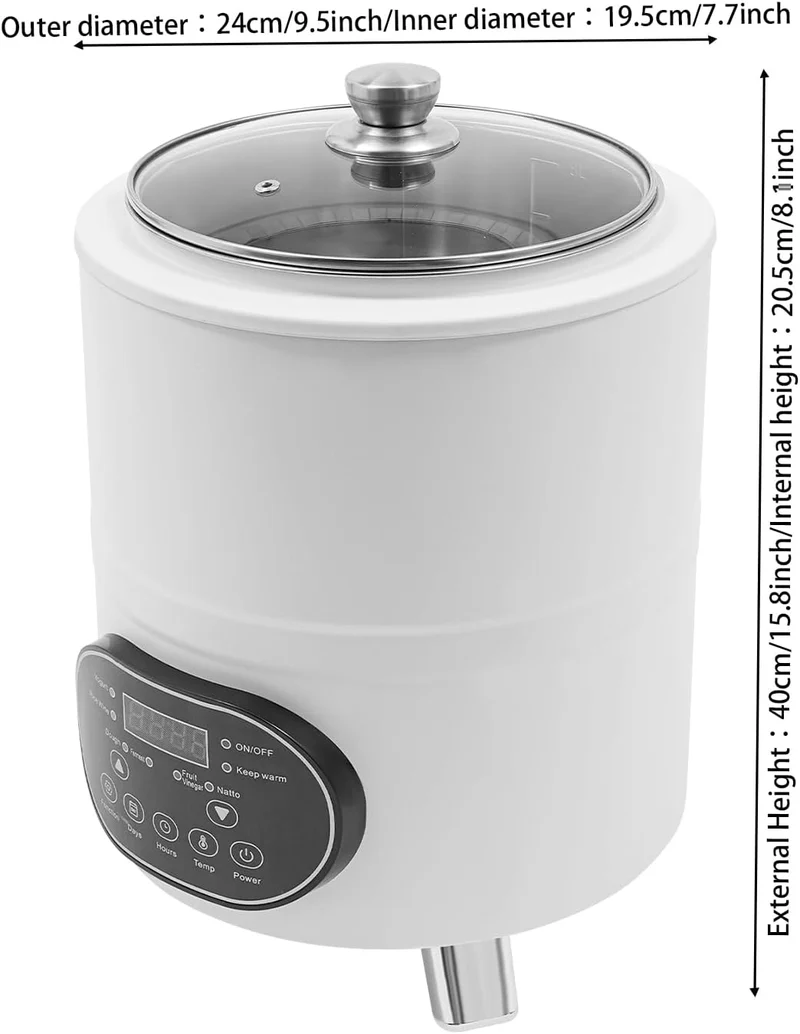 8L Joghurtmaschine, Automatischer Joghurtmaschine mit Temperaturen & Timer, Verstellbarer Temperatur