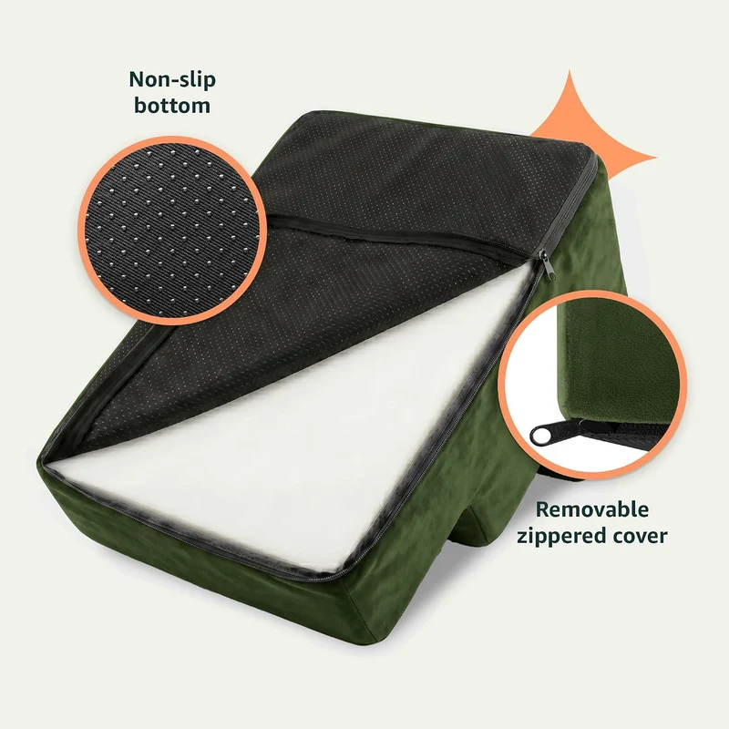 murando Hundetreppe für Kleine Hunde 3 Stufen 30 cm, Samt - Khaki | Haustiertreppe für Bett, Sofa, B