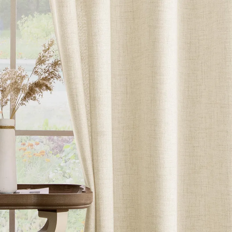 MIULEE Wohnzimmer Vorhänge Gardinen Leinen Ösenvorhang Leinenoptik Vorhang Boho Gardine mit Ösen Sem