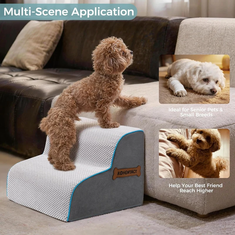 Hundetreppe & Rampe für hohes Bett & Sofa, 33-61 cm abnehmbare Haustiertreppe für kleine & mittlere