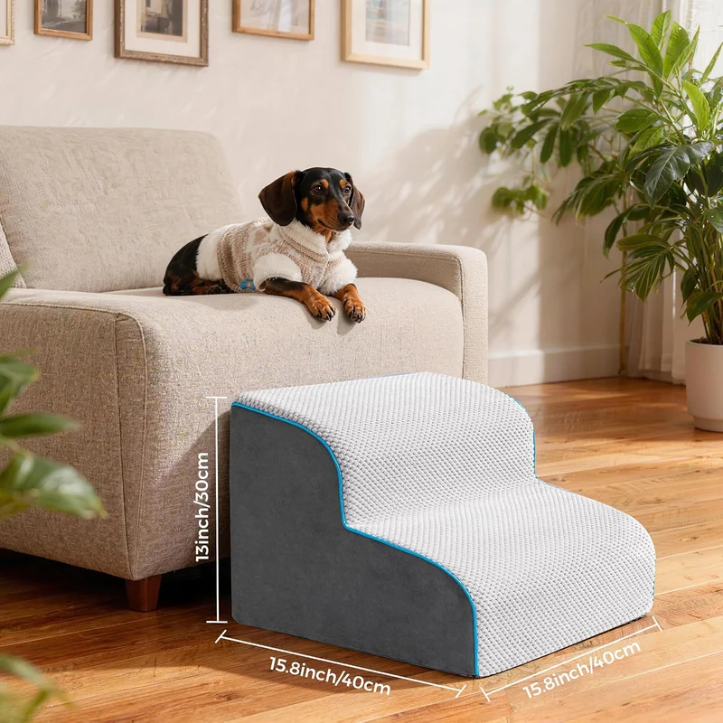 Hundetreppe & Rampe für hohes Bett & Sofa, 33-61 cm abnehmbare Haustiertreppe für kleine & mittlere