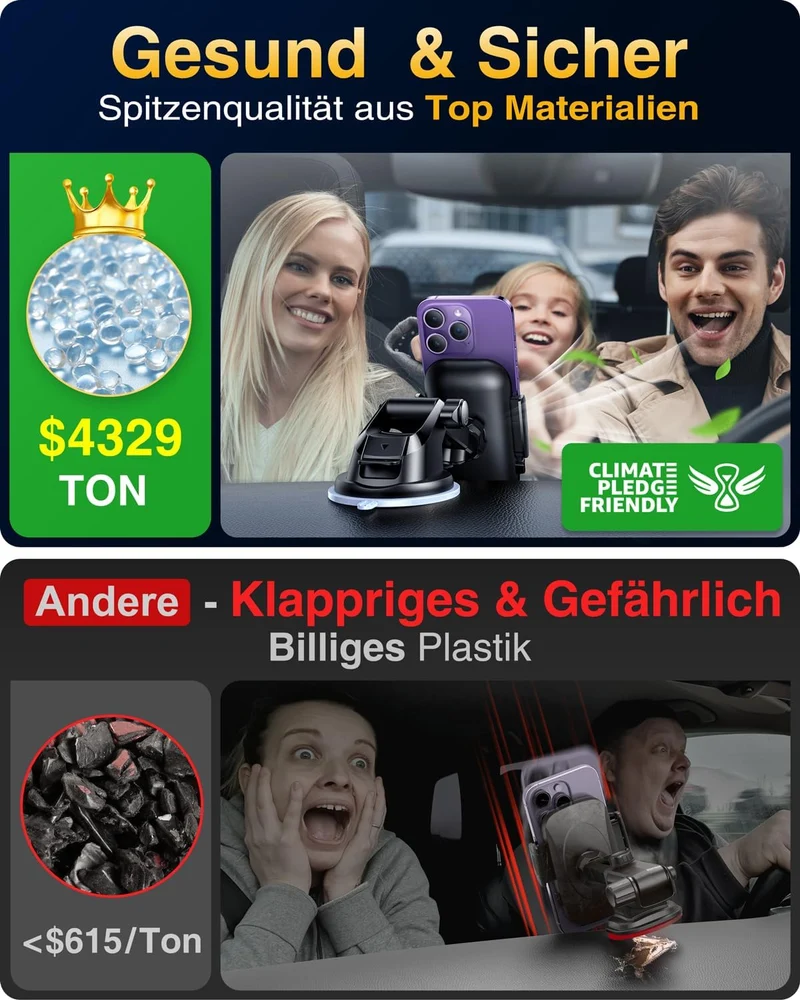 VANMASS 2026【Militär-Klasse】Handyhalterung Auto【Stärkste Saugnapf & Lüftungshaken】4 in 1 Handy Halte