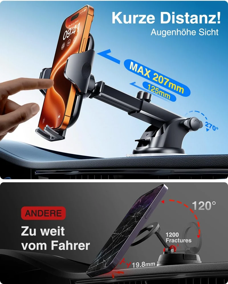 VANMASS 2026【Militär-Klasse】Handyhalterung Auto【Stärkste Saugnapf & Lüftungshaken】4 in 1 Handy Halte