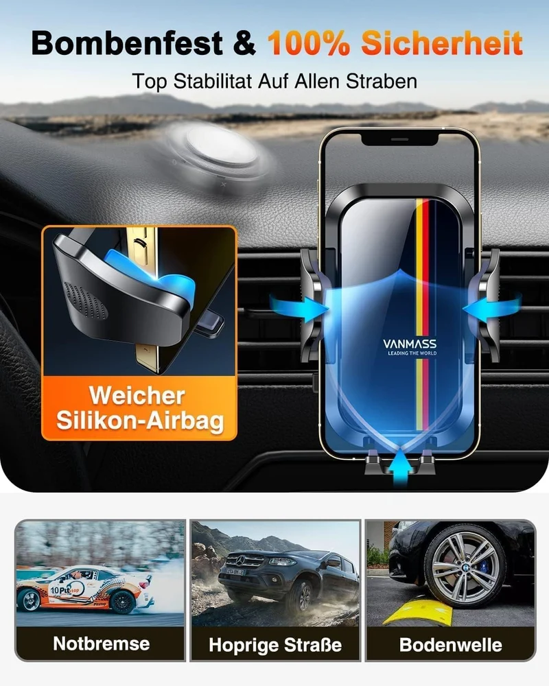 VANMASS 2026【Militär-Klasse】Handyhalterung Auto【Stärkste Saugnapf & Lüftungshaken】4 in 1 Handy Halte