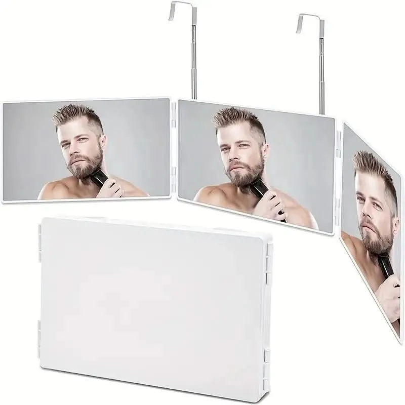TRIFLEX Spiegel – 3-Wege-Frisier-Spiegel Mit Verstellbaren Haken Und Faltbarem Design
