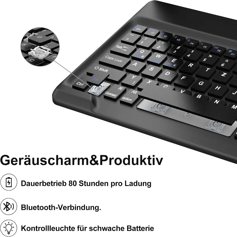 Tastatur Hülle für iPad Pro 12.9 Zoll 1./2. Generation (2017/2025), Schwarz | Deutsches QWERTZ Layou