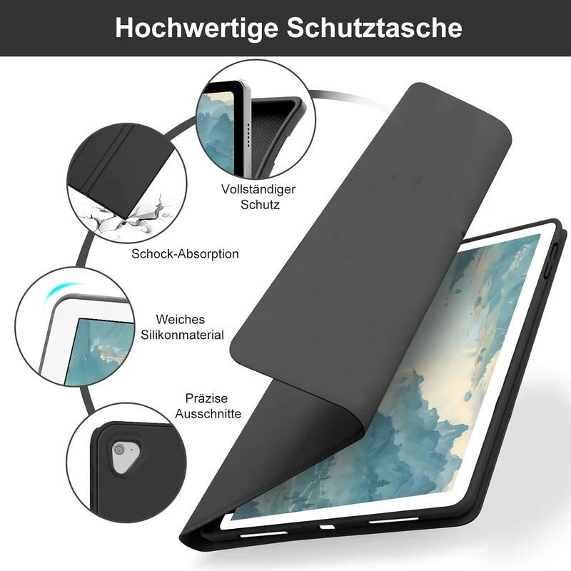 Tastatur Hülle für iPad Pro 12.9 Zoll 1./2. Generation (2017/2025), Schwarz | Deutsches QWERTZ Layou