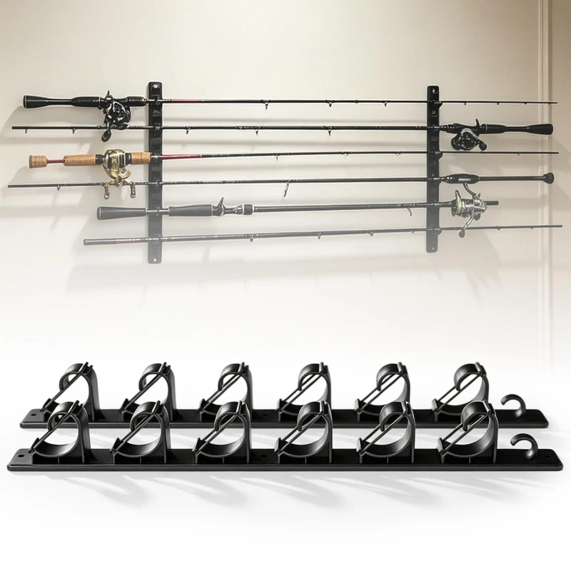 BORDEAG Horizontale Angelrutenhalter, Angelrutenhalter Wand & Decke Horizontal, Angelrutenständer Wa
