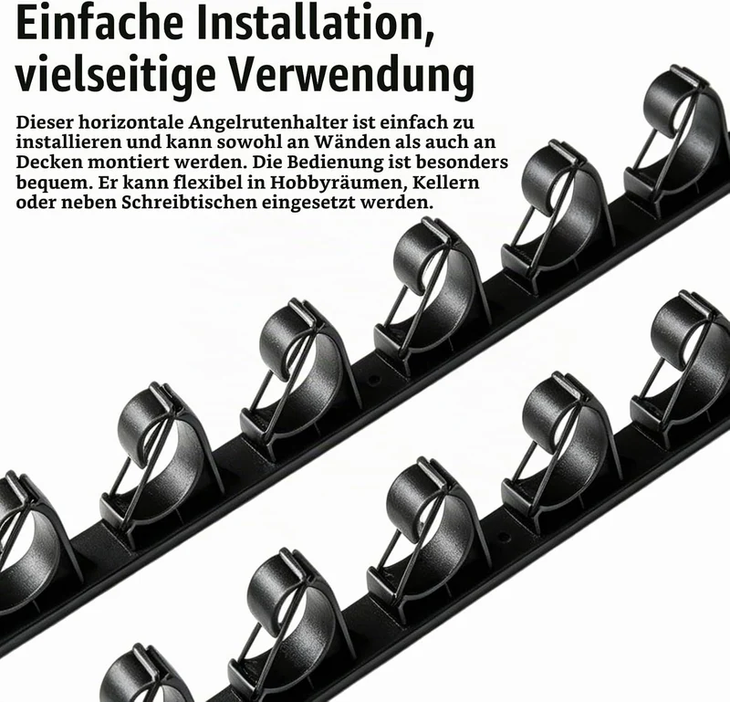 BORDEAG Horizontale Angelrutenhalter, Angelrutenhalter Wand & Decke Horizontal, Angelrutenständer Wa