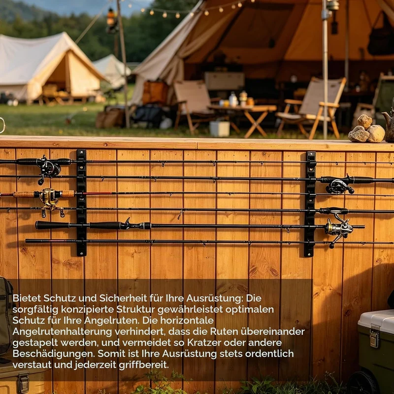 BORDEAG Horizontale Angelrutenhalter, Angelrutenhalter Wand & Decke Horizontal, Angelrutenständer Wa