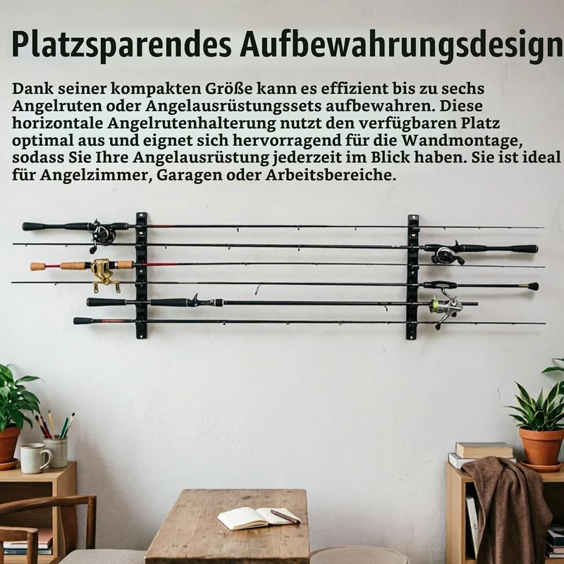 BORDEAG Horizontale Angelrutenhalter, Angelrutenhalter Wand & Decke Horizontal, Angelrutenständer Wa