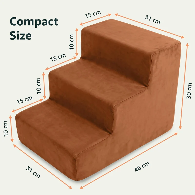 murando Hundetreppe für Kleine Hunde 3 Stufen 30 cm, Samt - Honiggelb | Haustiertreppe für Bett, Sof