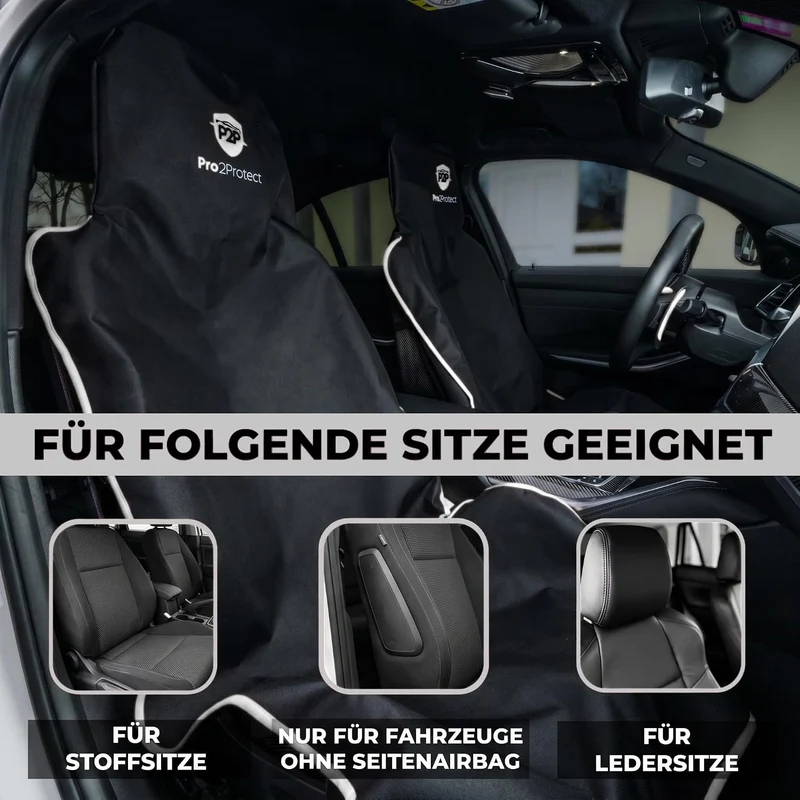 Pro2Protect [ Test SEHR GUT Autositzschoner Vordersitze | WASSERDICHT | 2er Set | Autositzbezüge,Sit