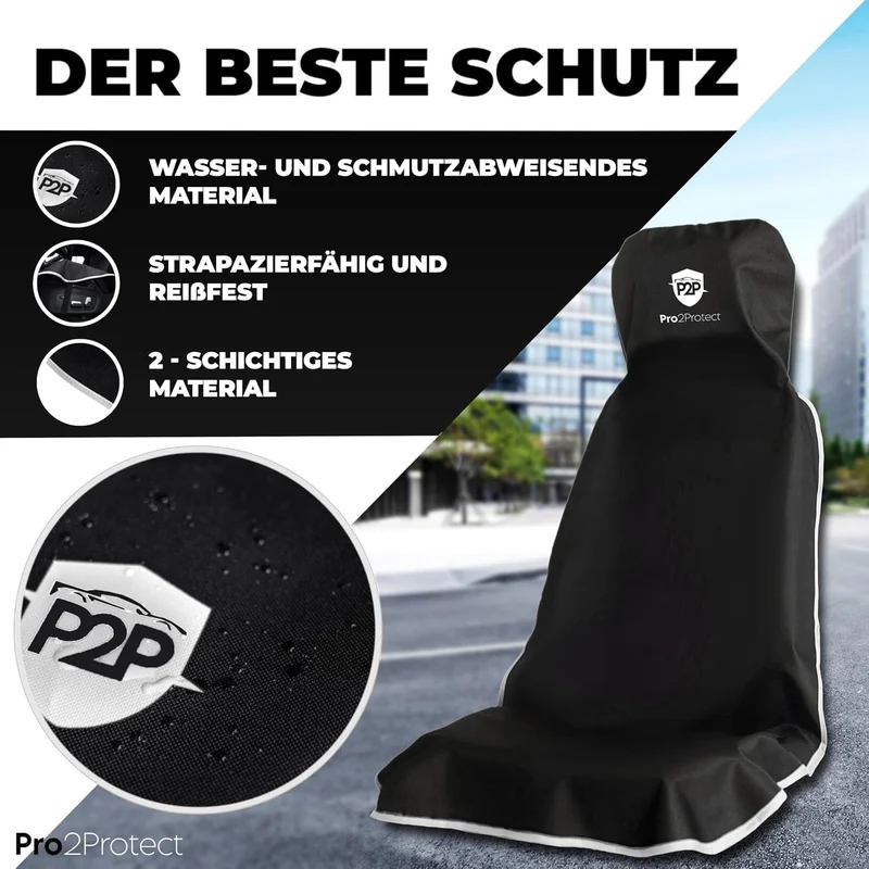 Pro2Protect [ Test SEHR GUT Autositzschoner Vordersitze | WASSERDICHT | 2er Set | Autositzbezüge,Sit