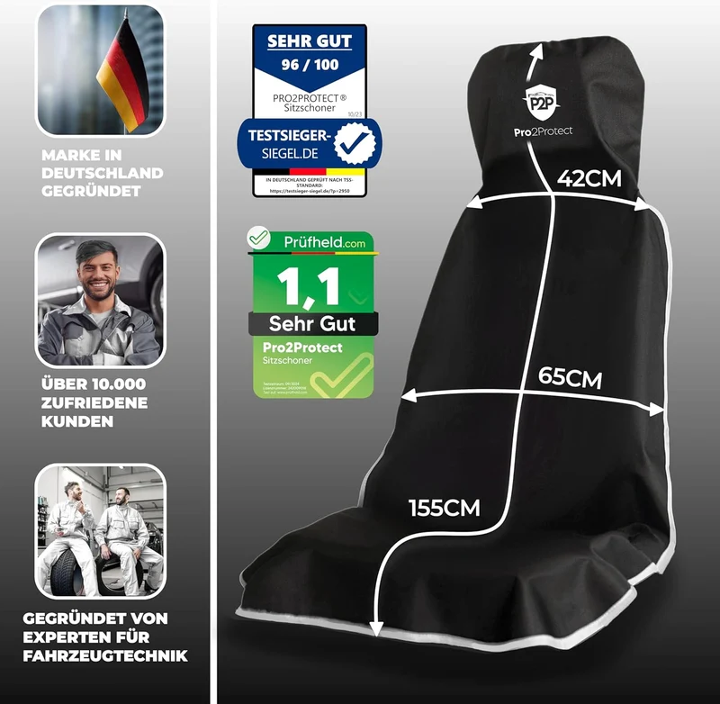 Pro2Protect [ Test SEHR GUT Autositzschoner Vordersitze | WASSERDICHT | 2er Set | Autositzbezüge,Sit