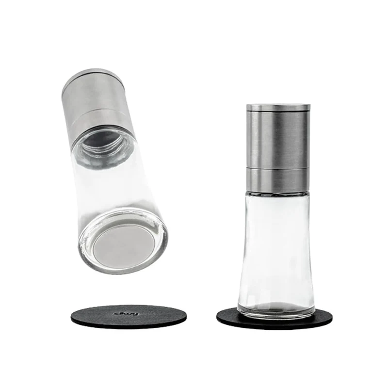 silwy® Gewürzmühlen mit Magneten 2er Set mit verstellbarem Keramikmahlwerk inkl. 2 Metall-Nano-Gel-P
