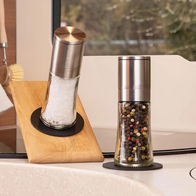 silwy® Gewürzmühlen mit Magneten 2er Set mit verstellbarem Keramikmahlwerk inkl. 2 Metall-Nano-Gel-P