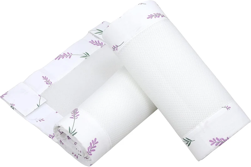 TupTam Gitterstäbe Schutz Netz Babybett Nestchen 3D Mesh 2 Pack, Farbe: rosa Blumen, Grösse: ca. 128