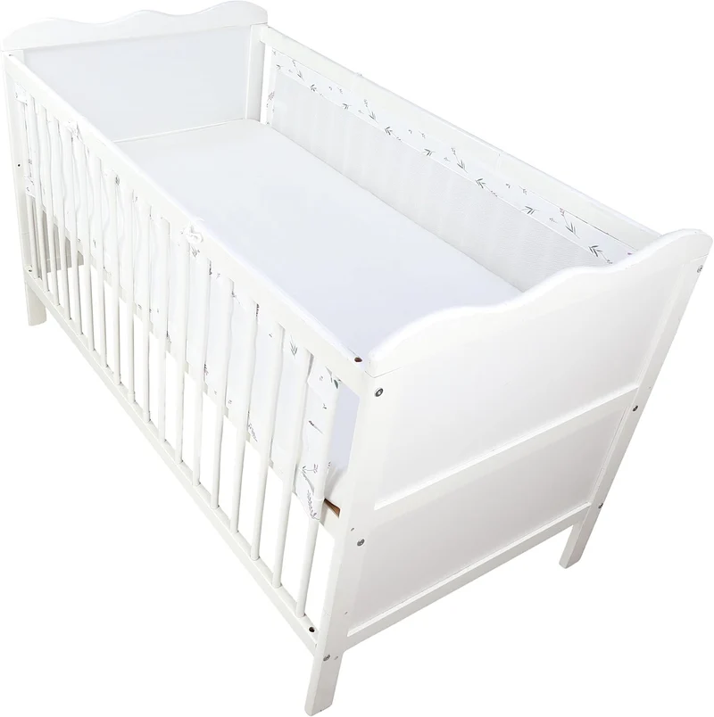 TupTam Gitterstäbe Schutz Netz Babybett Nestchen 3D Mesh 2 Pack, Farbe: rosa Blumen, Grösse: ca. 128