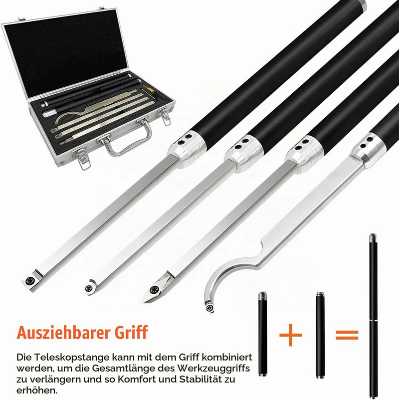 21 Pcs Drechseleisen Set, Wendeplatten für Drehmeissel, 4 Schwanenhals/Vierkant/Diamantform/Rund Dre