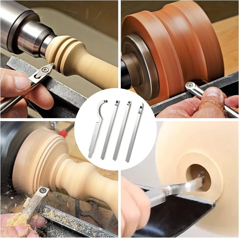 21 Pcs Drechseleisen Set, Wendeplatten für Drehmeissel, 4 Schwanenhals/Vierkant/Diamantform/Rund Dre