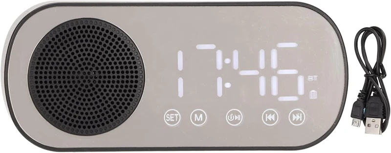 Radiowecker, Tragbarer Digitaler Wecker Dual 5.0 Wireless HiFi mit BT-Lautsprecher Zum Lesen, Kochen