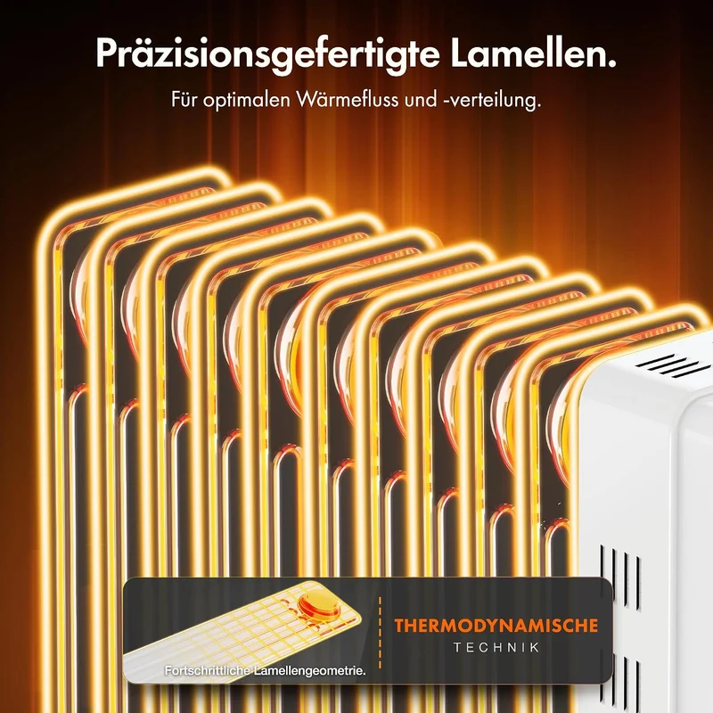 VonHaus Ölradiator mit 11 Rippen, Elektrischer Heizkörper für Homeoffice, Elektroheizung zum Schnell