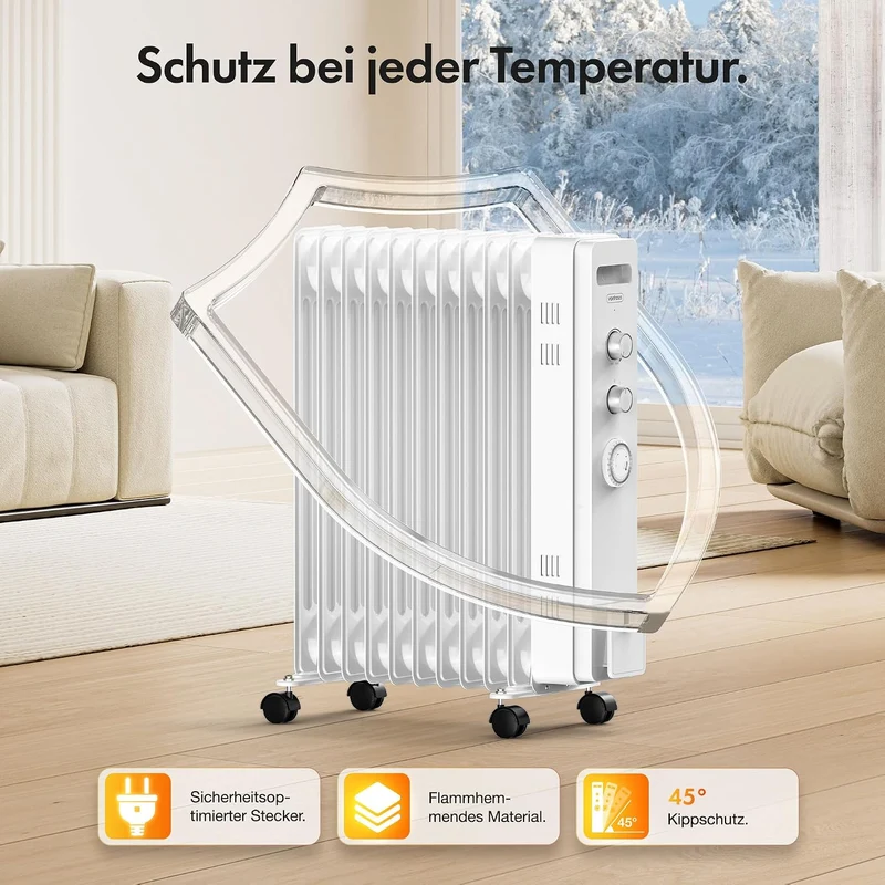 VonHaus Ölradiator mit 11 Rippen, Elektrischer Heizkörper für Homeoffice, Elektroheizung zum Schnell