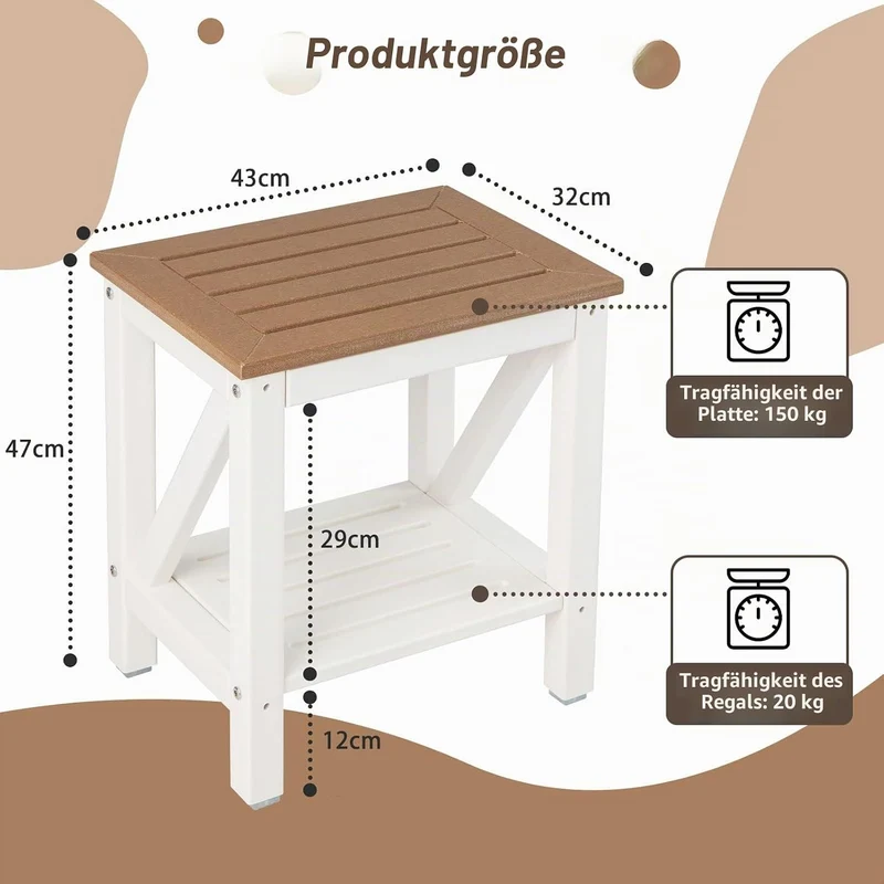 GOPLUS 2-stufige Duschbank, Duschhocker mit Ablage, Badezimmer Duschstuhl Badhocker für Bad-Spa und