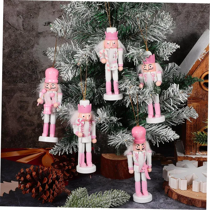 VALICLUD 5 Stück Weihnachts-Nussknacker-Ornamente Mini-Nussknacker-Soldatenfiguren Aus Holz Zum Aufh