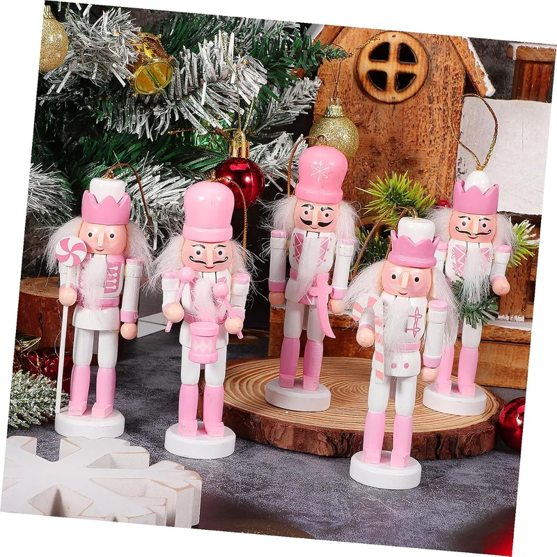 VALICLUD 5 Stück Weihnachts-Nussknacker-Ornamente Mini-Nussknacker-Soldatenfiguren Aus Holz Zum Aufh