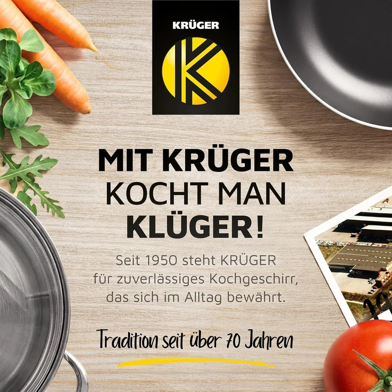 Krüger Edelstahl-Kartoffeldämpfer mit Glasdeckel - Bio-Dünster mit praktischem Schüttrand & energies
