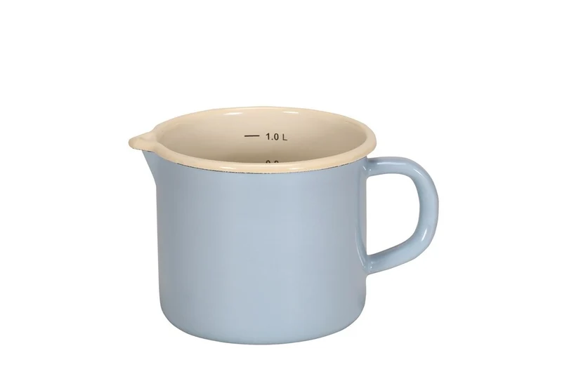 Karl Krüger 17012PAB Milchtopf mit Ausguss Sylt, 1 L, Emaille, blau, 12 x 16 x 30 cm, Hellblau 12cm