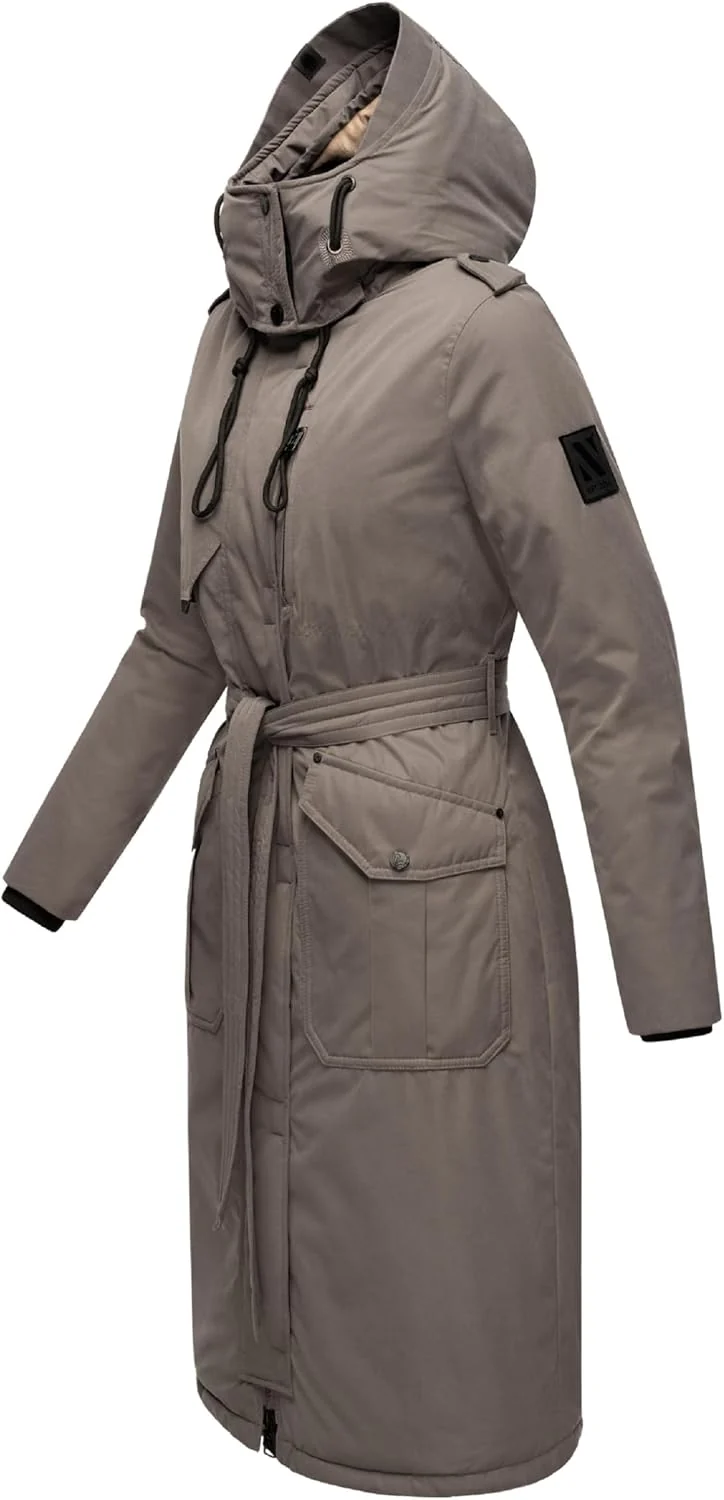 Navahoo Damen Wintermantel Warmer Parka lang mit hohem Kragen und weicher Kapuze Hokulanii XS-XXL M