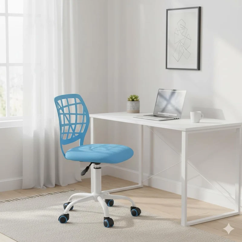 FurnitureR Bürostuhl Schreibtischstuhl Höhenverstellbar Stoffsitz Ergonomischer Arbeitsstuhl ohne Ar