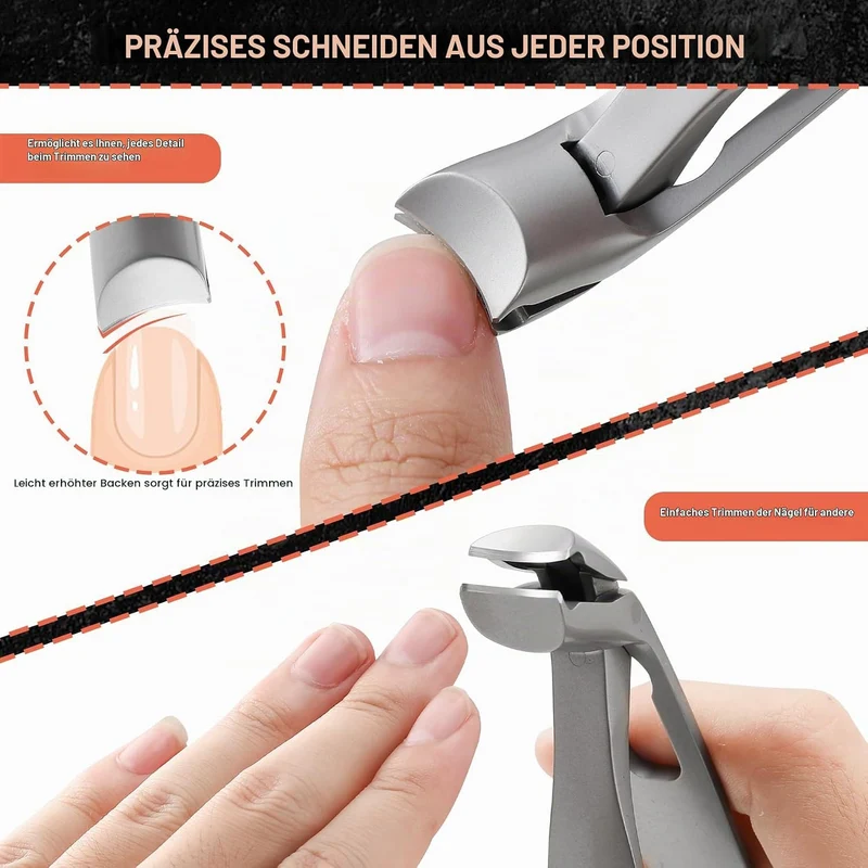 BEZOX Ergonomischer Nagelknipser mit abgewinkeltem Kopf für dicke Seniorennägel - Grosser Fingernage