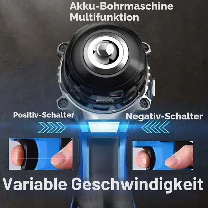 Akku-Bohrmaschine Akku-Schlagbohrschrauber mit 2x1500mAh Lithiumbatterie, 21V Akkuschrauber 45Nm Dre