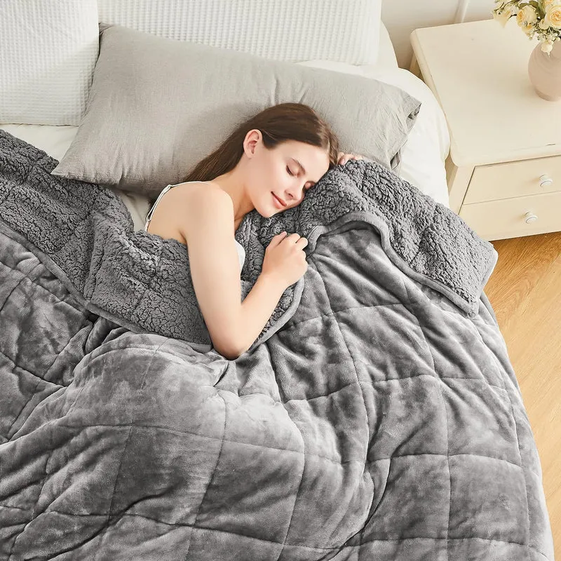 Cottonblue Sherpa-Fleece-Gewichtsdecke, 120 cm x 180 cm, 5,5 kg, für Doppelbett, Plüsch-Bettdecke fü