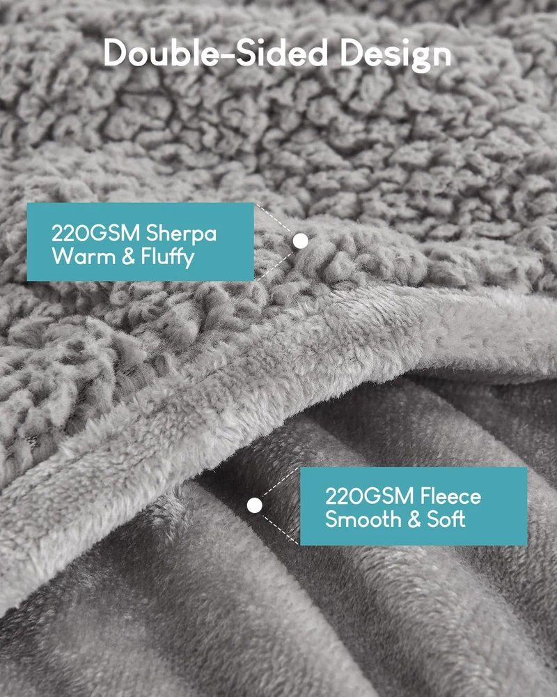 Cottonblue Sherpa-Fleece-Gewichtsdecke, 120 cm x 180 cm, 5,5 kg, für Doppelbett, Plüsch-Bettdecke fü
