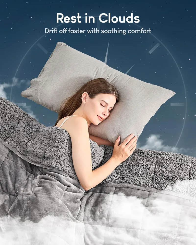 Cottonblue Sherpa-Fleece-Gewichtsdecke, 120 cm x 180 cm, 5,5 kg, für Doppelbett, Plüsch-Bettdecke fü
