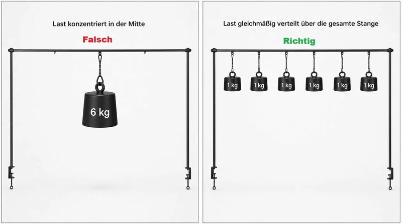 Tisch Deko Stange Klemme Gestell Deko Metall schwarz ausziehbar Tafel 117-211 cm